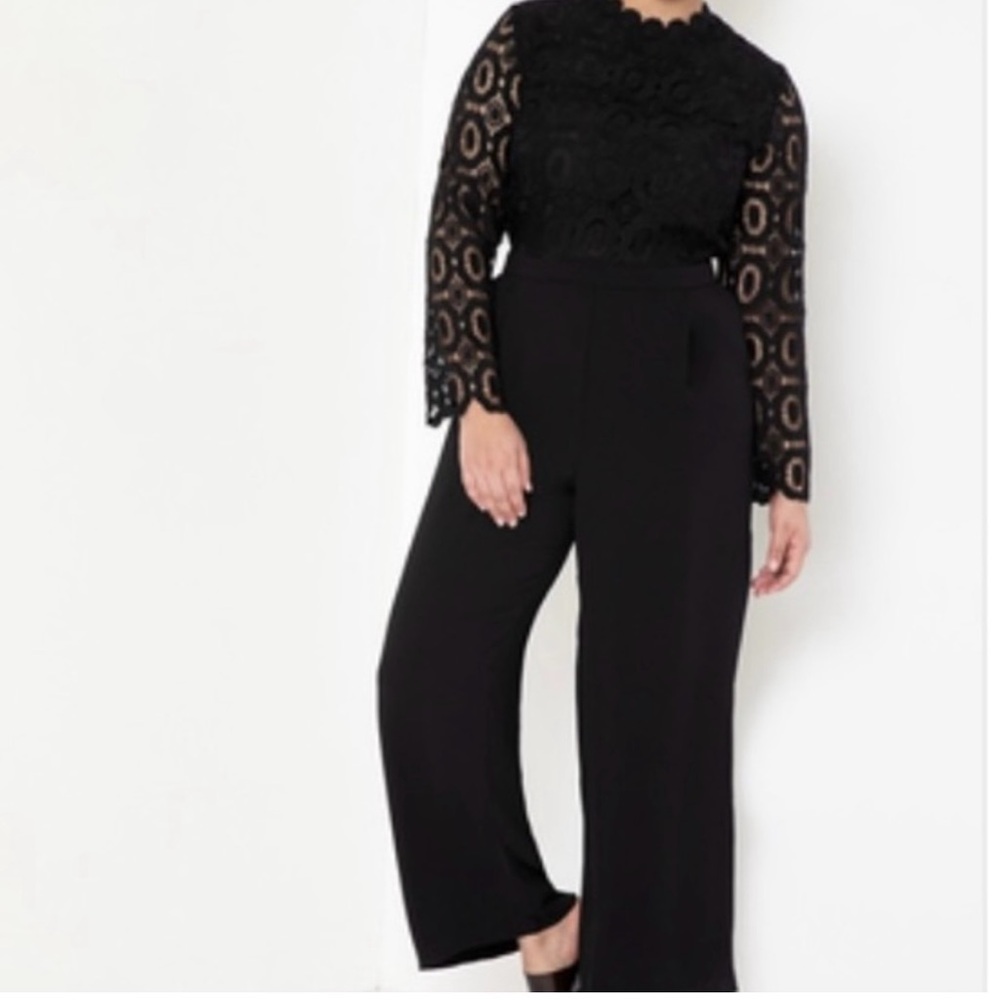 ELOQUII Black Lace Wide Leg Jumpsuit NWT Size 22